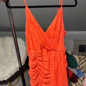 Vibrant Orange Textured Dress